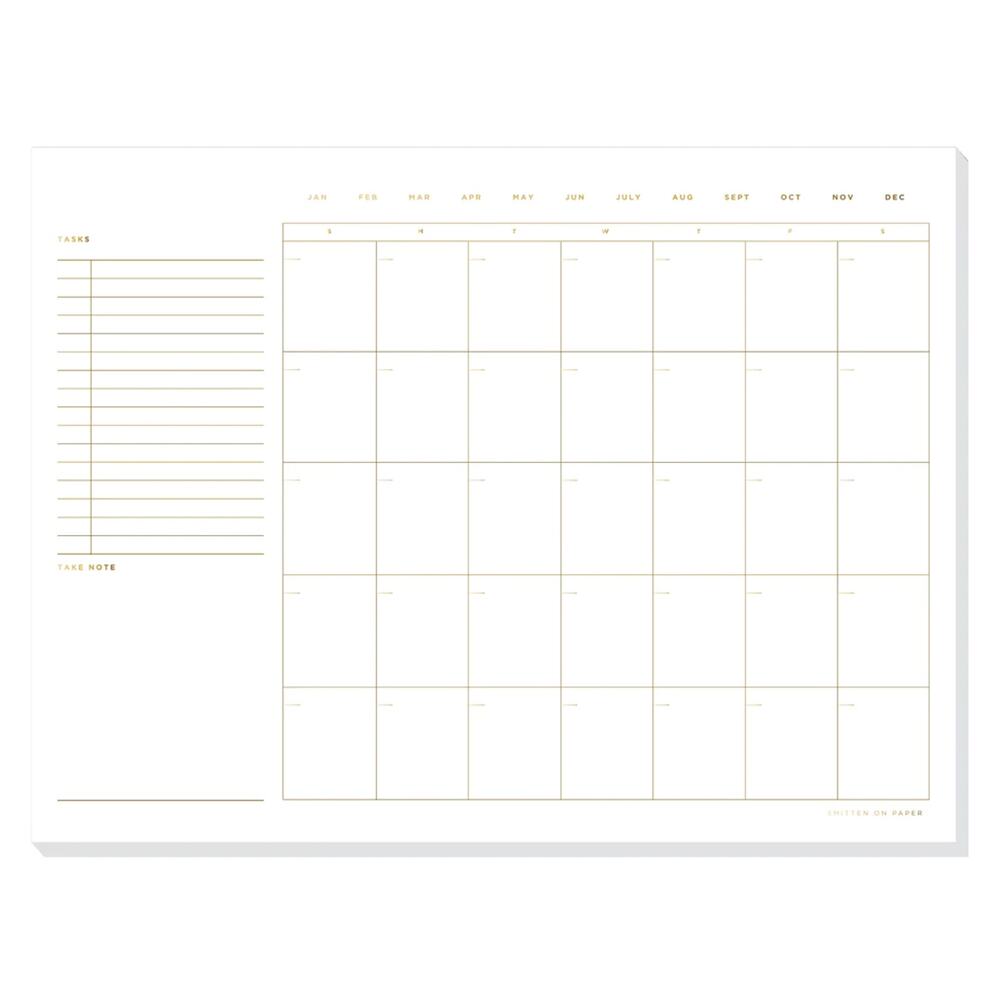 SMITTEN on PAPER Open Dated Desk Calendar in White